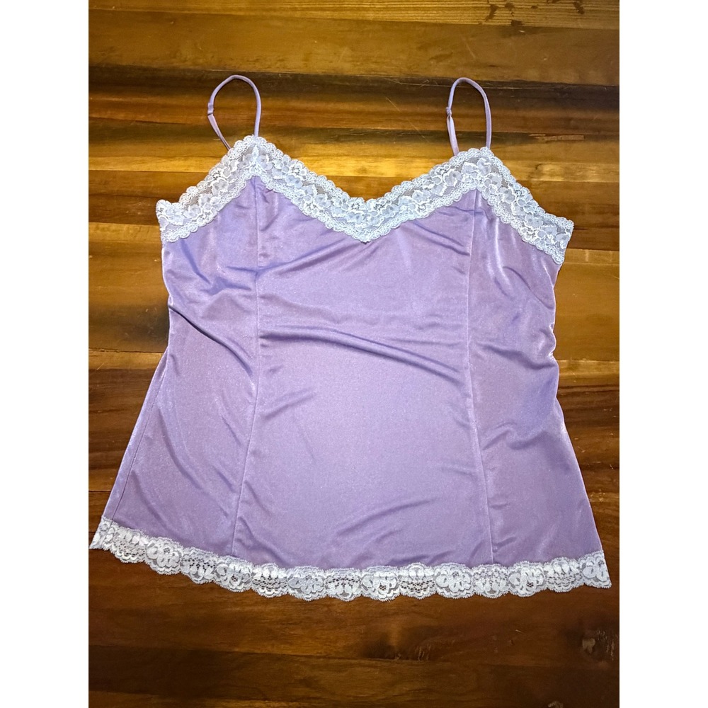 Vinyage Y2K The Limited Purple Satin Lace Trim Camisole Top XL Boho Fairy Grunge